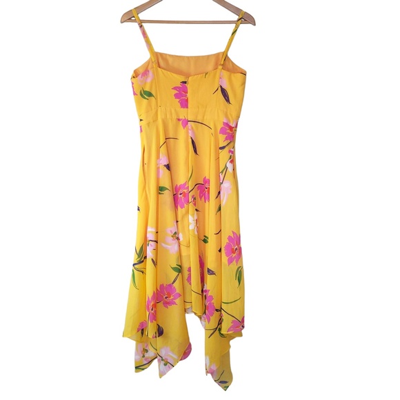 Vince Camuto Yellow Chiffon Fit and Flare Floral Dress - Picture 7 of 13